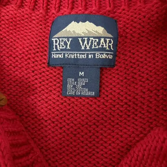 Ray Wear Christmas Sweater Cardigan Snowflake Hand Knit Women’s Sz M Cotton​ - Picture 11 of 12